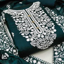 KALINI Floral Embroidered Thread Work Chanderi Cotton Unstitched Dress Material-picture-12