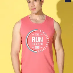 WOOSTRO Pack Of 2 Printed Combed Cotton Gym Vests -VWS26(RUN PEACH)(PLAIN NAVY)-image-84