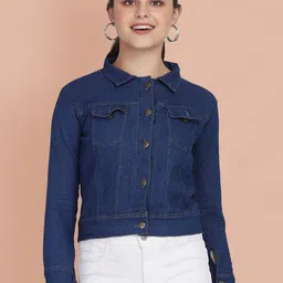DIMPY GARMENTS Women Solid Lightweight Denim Jacket-55