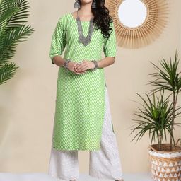 HERE&NOW Pack Of 3 Women Striped Printed Straight Kurtas-image-95