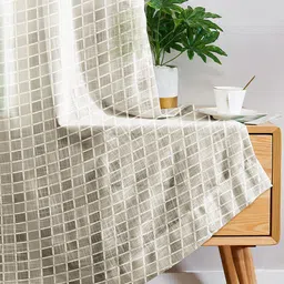Story@home Brown & White Geometric Sheer Long Door Curtain-image-78