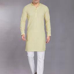 PulseIQ Men Woven Design Embroidered Kurta with Pyjamas-image-8