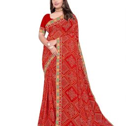 Pemal Designer Bandhani Printed Gotta Patti Pure Georgette Saree-picture-36