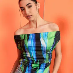Uptownie Women Off-Shoulder Abstract Print Crop Top-picture-8