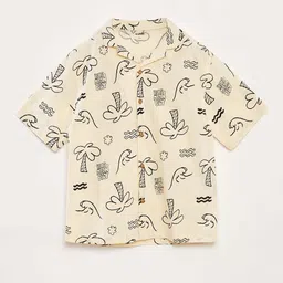 KIABI Boys Conversational Printed Cuban Collar Cotton Casual Shirt-image-13