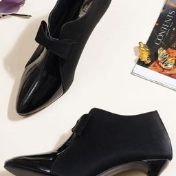 Shoetopia Black Suede Stiletto Pumps with Bows-picture-27