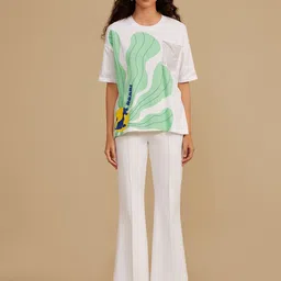 Kazo Women Floral Printed Round Neck Cotton T-shirt-35