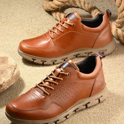 MONDAIN Men Leather Round Toe Lace-Ups Sneakers-picture-8