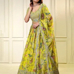 JIHU CULTURE Printed Semi-Stitched Lehenga & Unstitched Blouse With Dupatta-picture-10