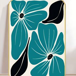 SAF Teal & Black Floral Printed Wall Art-11