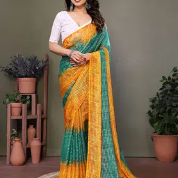 yourwish Striped Pure Georgette Block Print Saree-picture-27