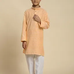 Pro-Ethic STYLE DEVELOPER Boys Ethnic Motifs Printed Pure Cotton Kurta with Pyjama-picture-4