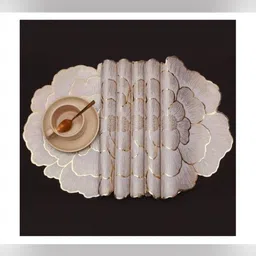 Dakshya Industries 6-Pcs Floral Printed Round Table Placemats-16