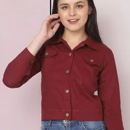 DIMPY GARMENTS Plus Size Women Solid Lightweight Denim Jacket-image-47