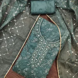 MANVAA Embellished Organza Unstitched Dress Material-image-58