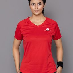 VITAWOLF Pro V-Neck Raglan Sleeves Dry Fit Applique Slim Fit Training or Gym T-shirt-image-42