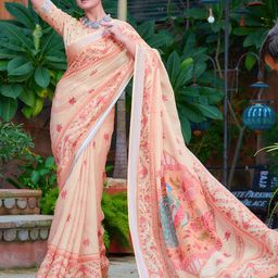 Anouk Rustic Ethnic Motifs Zari Block Print Saree image 3
