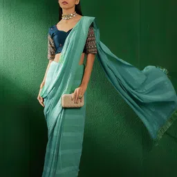 SHADOW & SAINING Embroidered Floral Beads and Stones Silk Blend Saree-image-11