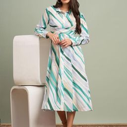 Globus Print Shirt Midi Dress-image-13