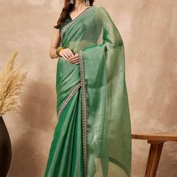 all about you Solid Sequinned Satin Saree-picture-13