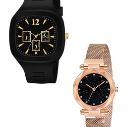 THE SHOPOHOLIC Unisex Pack of 2 Embellished Analogue Watch with Bracelet-image-96