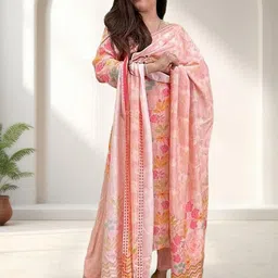 Moda Rapido Women Floral Printed Regular Kurta with Trousers & With Dupatta-picture-24