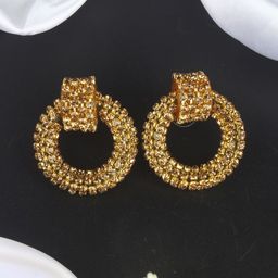 KPOP Gold-Plated Contemporary Rhinestone Studded Drop Earrings-image-78