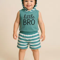 BAESD Kids Printed Hooded Pure Cotton T-shirt With Shorts-image-88
