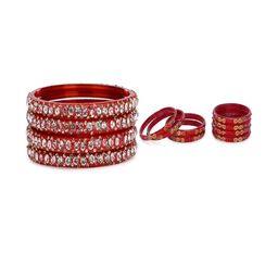 SOMIL Set Of 12 Red Alloy Artificial Stones and Beads Antique Bangles-image-66
