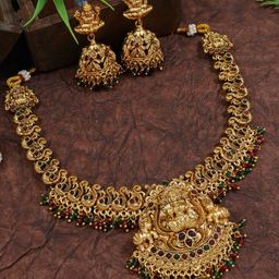 SGA FASHION Gold-Plated Artificial Stones Studded Necklace & Earrings-image-37