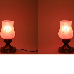 SOMIL Pink Printed Glass Cylindrical Shaped Table Lamp-image-49