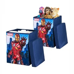 Aura 2Pcs Navy Blue & Red Printed Foldable Laundry Bags With Lid - 60 L-8