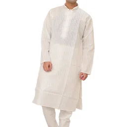 Exotic India Men Embroidered Thread Work Pure Cotton Kurta with Pyjamas-picture-37