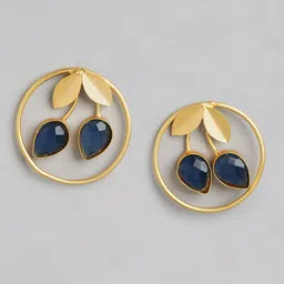 Anouk Gold Plated Beaded Leaf Shaped Studs Earrings-85