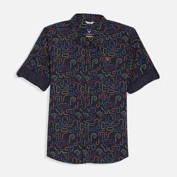 Allen Solly Junior Boys Spread Collar Abstract Printed Cotton Casual Shirt-92