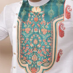 DEVOILER Men Ethnic Motifs Printed Regular Dupion Silk Kurta with Pyjamas image 2