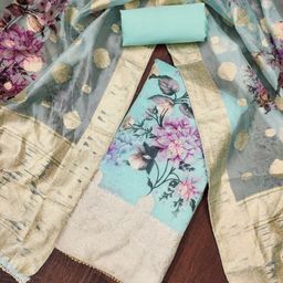 Blissta Floral Printed Sequinned Unstitched Dress Material-image-42