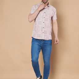 VS MALL Geometric Printed Short Sleeves Cotton Shirt-picture-3