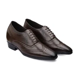 Bxxy Men Hidden Elevator Height Increasing Faux Leather Formal Full Brogue Lace-up Shoes-image-97