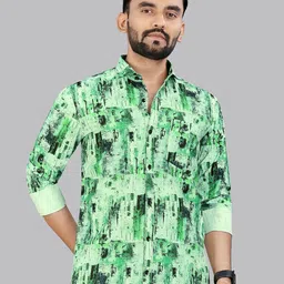 ADWYN PETER Men Classic Spread Collar Abstract Printed Cotton Casual Shirt-image-65