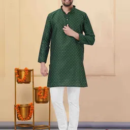 NEGRONI Geometric Printed Band Collar Jacquard Straight Kurta-image-93