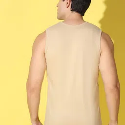 WOOSTRO Pack Of 2 Printed Combed Cotton Gym Vests VWS26(RUN RUST)(PLAIN RUST) image 2