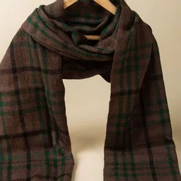 KUSVAA Unisex Checked Merino Wool Mufflers-image-74