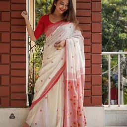 Aldwych Geometric Woven Design Chanderi Saree-1