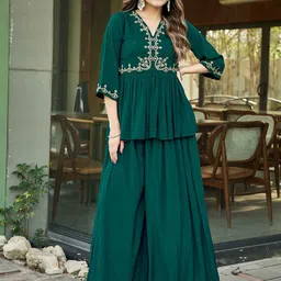 MOJILAA Embroidered Tunic & Palazzos Co-Ord Set-picture-25