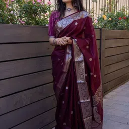 SHOP DROP Ethnic Motifs Zari Pure Silk Banarasi Saree-image-44