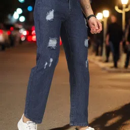 PLUS 91 Men Regular Fit High-Rise Mildly Distressed Jeans-82