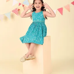 Fabindia Girls Floral Printed Cotton Fit & Flare Dress-image-87