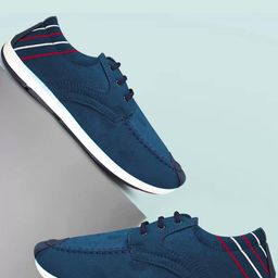 WALKLINE Unisex Blue Printed PU Sneakers-image-12