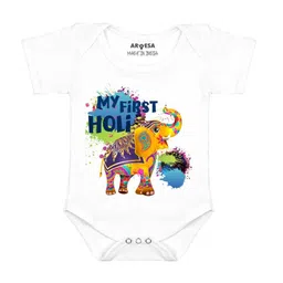 Arvesa Infants My First Holi Printed Envelope Neck Bodysuit-picture-22